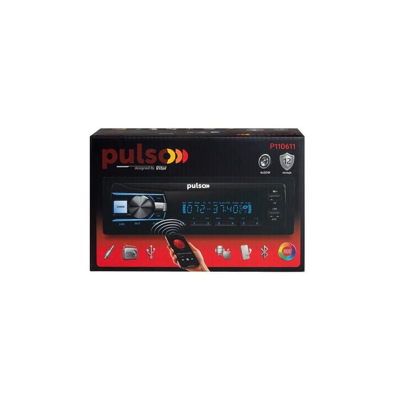 Автомагнітола PULSO RGB, USB, FM, RCA, LCD-дисплей, 4х50 Вт (P110611) - фото 6