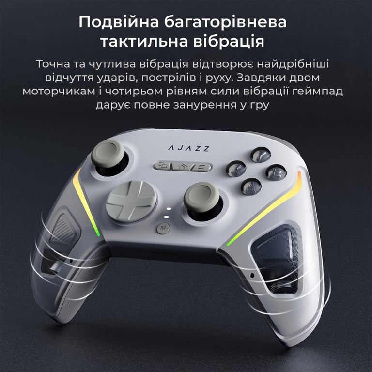 Геймпад Ajazz GP100 2.4G/BT/USB Switch/PC/iOS/Android RGB White (GP100-W) - фото 10