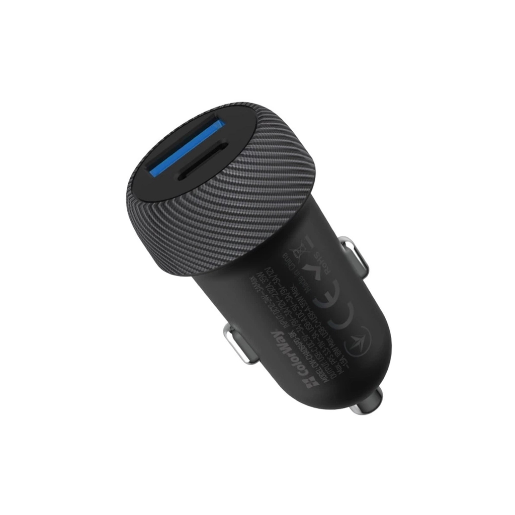Зарядний пристрій ColorWay USB-C PD35W + USB QC3.0 car adapter (CW-CHA064PD-BK) - фото 1