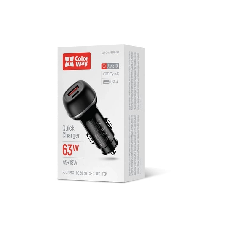 Зарядний пристрій ColorWay USB-C PD45W + USB QC3.0 car adapter (CW-CHA067PD-BK) - фото 5