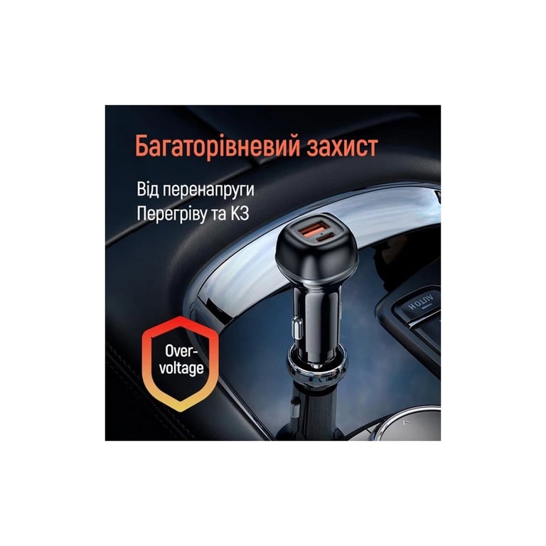 Зарядний пристрій ColorWay USB-C PD65W + USB QC3.0 car adapter (CW-CHA068PD-BK) - фото 10