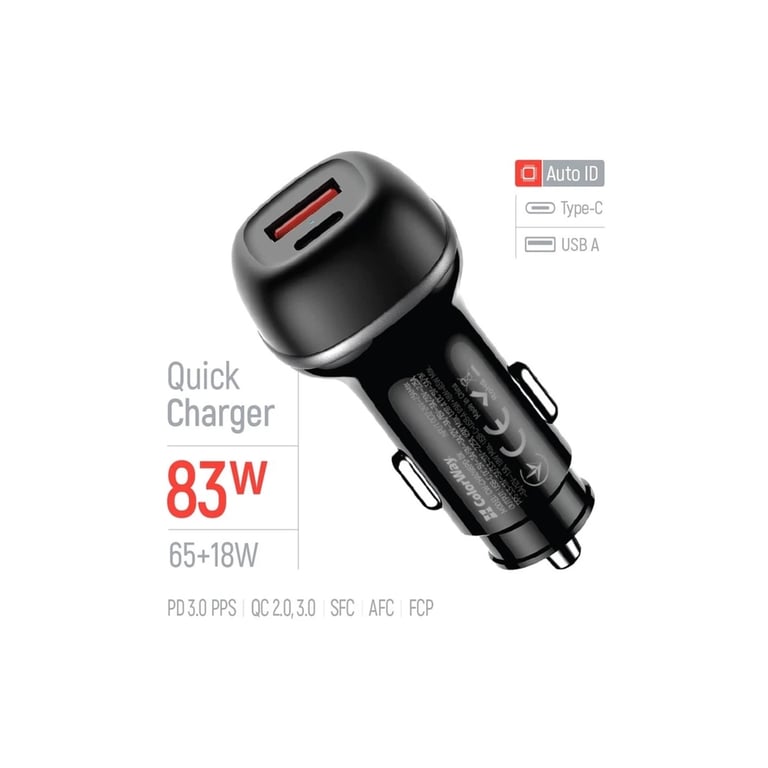 Зарядний пристрій ColorWay USB-C PD65W + USB QC3.0 car adapter (CW-CHA068PD-BK) - фото 6