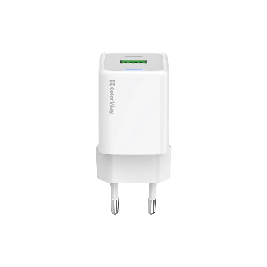 Зарядний пристрій ColorWay USB-C PD20W + 1xUSB QC4.0 white (CW-CHS062PD-WT) - фото 3 Зарядний пристрій ColorWay USB-C PD20W + 1xUSB QC4.0 white (CW-CHS062PD-WT) - фото 3