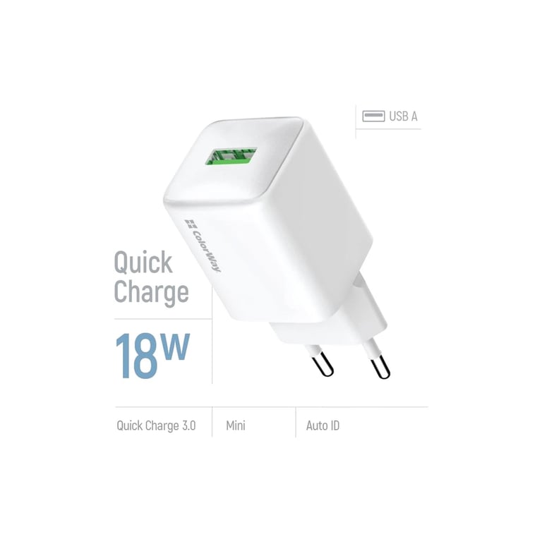 Зарядний пристрій ColorWay USB QC3.0 18W white (CW-CHS063Q-WT) - фото 6