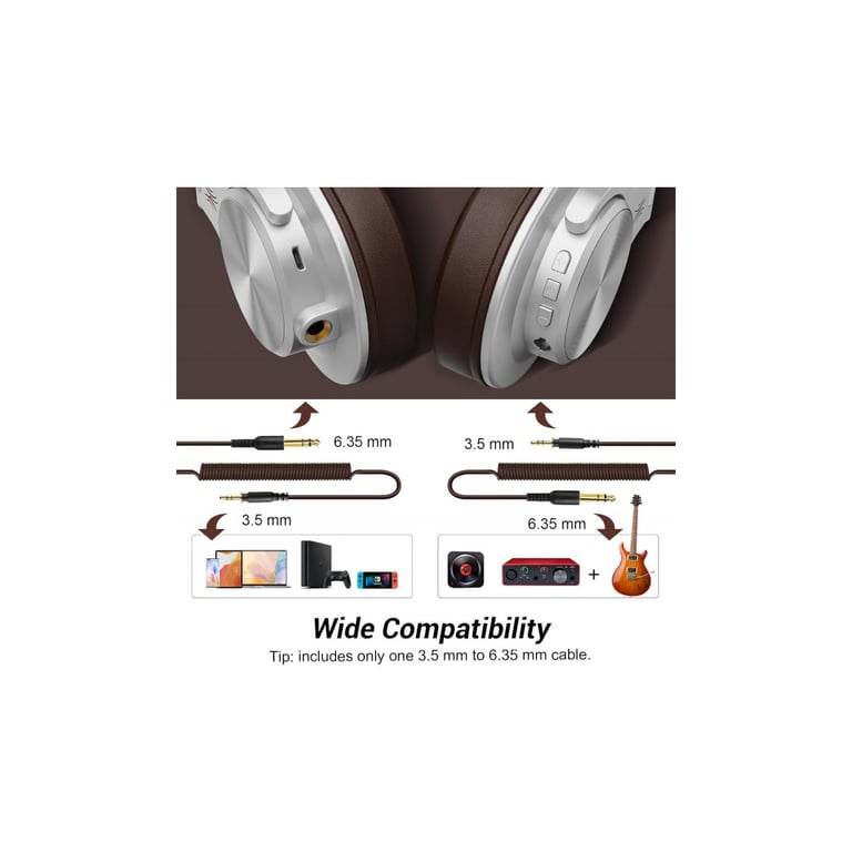 Навушники OneOdio Fusion A70 Bluetooth+3,5мм/6,35мм Silver/Brown (A70 Silver Brown) - фото 4