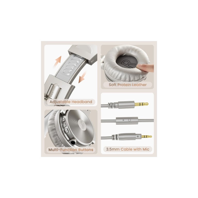 Навушники OneOdio Studio Pro C Bluetooth+3,5мм Silver (Pro C Silver) - фото 5