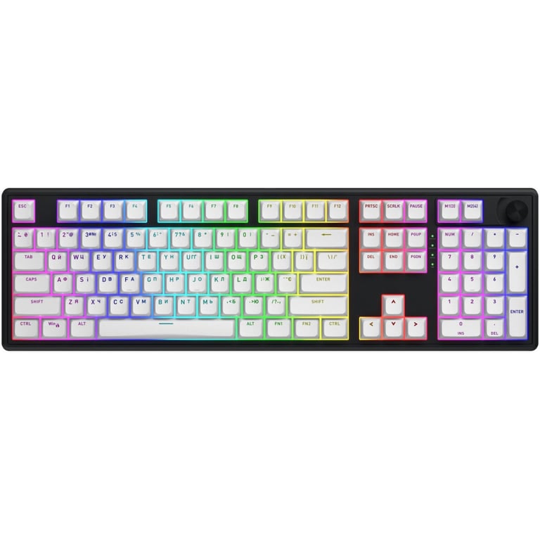 Клавіатура Hator Skyfall 100 Aurum Lemon RGB Wireless/Bluetooth/USB UA Black/White (HTK3100UA) - фото 1
