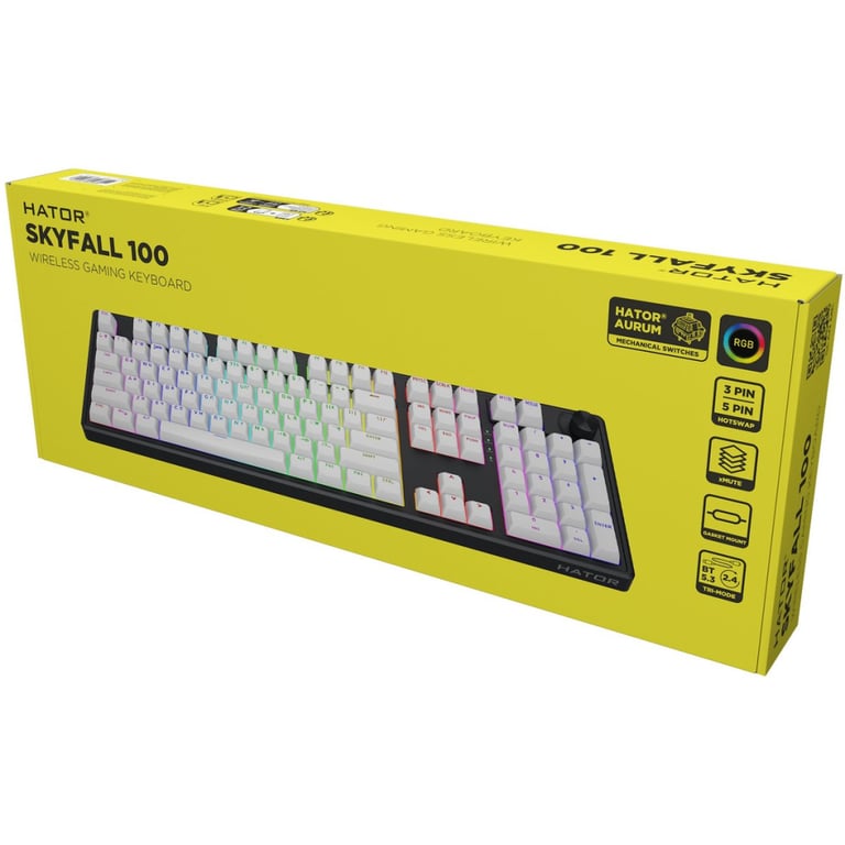 Клавіатура Hator Skyfall 100 Aurum Lemon RGB Wireless/Bluetooth/USB UA Black/White (HTK3100UA) - фото 6