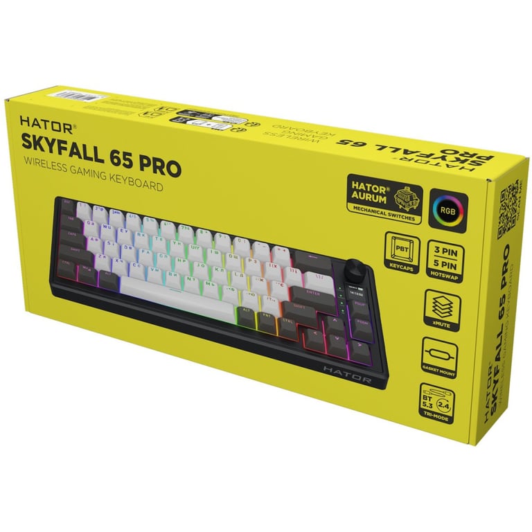 Клавіатура Hator Skyfall 65 Pro Aurum Vanila Silent RGB Wireless/Bluetooth/USB UA Grey/Black (HTK4160UA) - фото 7