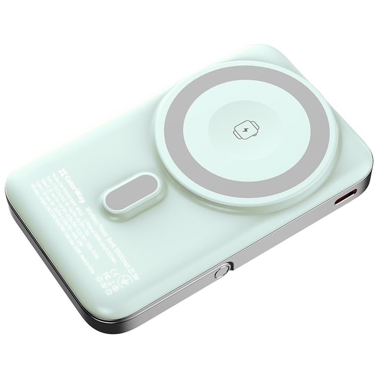 Батарея універсальна ColorWay 10 000 mAh PD/22.5W, 15W MagSafe & Watch Wireless Aquamarine (CW-PB100LPA2MT-WPDD) - фото 3