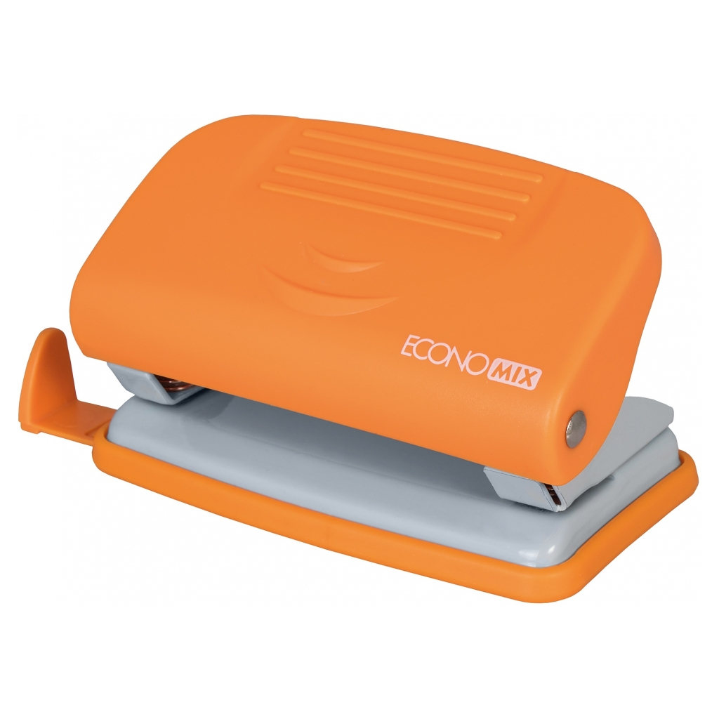 Діркопробивач Economix пластиковий з лінійкою, до 10 аркушів помаранчевий (E40133-06) - фото 1