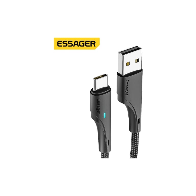 Дата кабель USB 2.0 AM to USB-C 1.0m 3A black Essager (EXCT-LS01) - фото 1