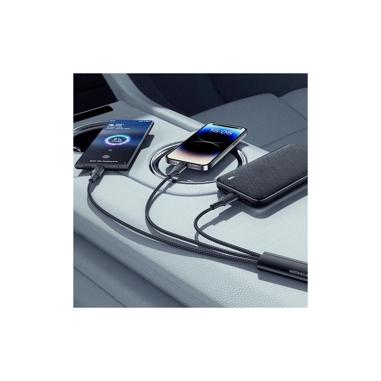 Дата кабель USB 2.0 AM to Lightning + Micro 5P + USB-C 1.2m 100W Essager (EXCMTL-JJ01-P) - фото 3