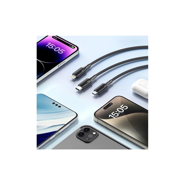 Дата кабель USB 2.0 AM to Lightning + Micro 5P + USB-C 1.2m 100W Essager (EXCMTL-JJ01-P) - фото 4