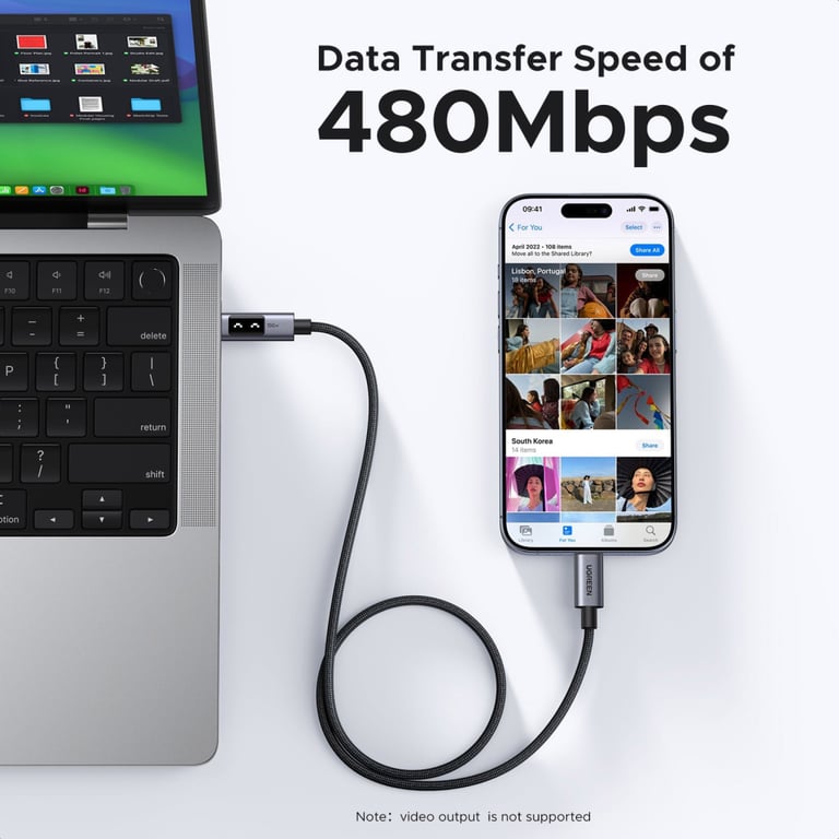 Дата кабель USB-C to USB-C 1.0m PD 100W L509 black Ugreen (35501) - фото 5