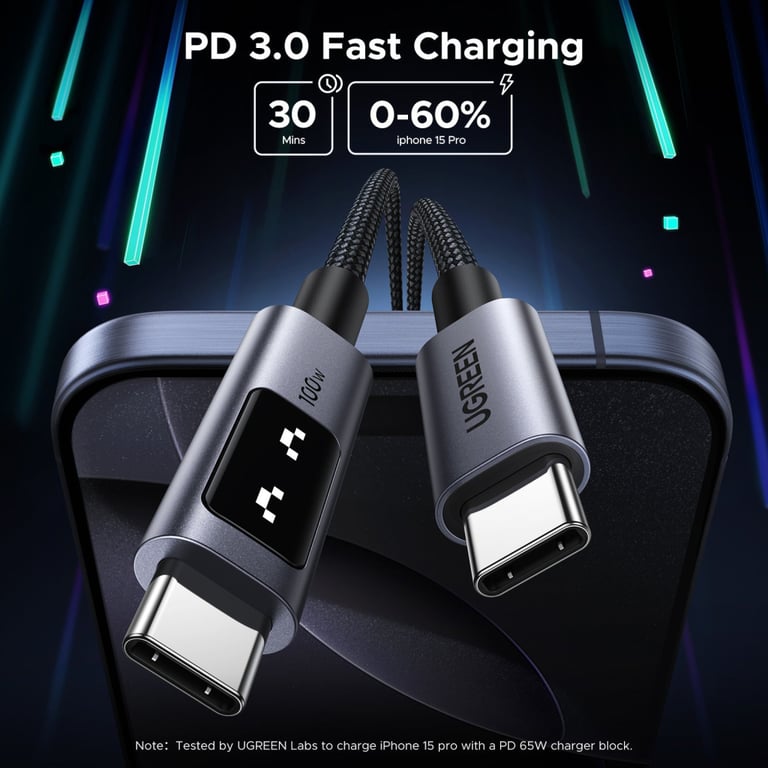Дата кабель USB-C to USB-C 2.0m PD 100W display L509 black Ugreen (35512) - фото 3