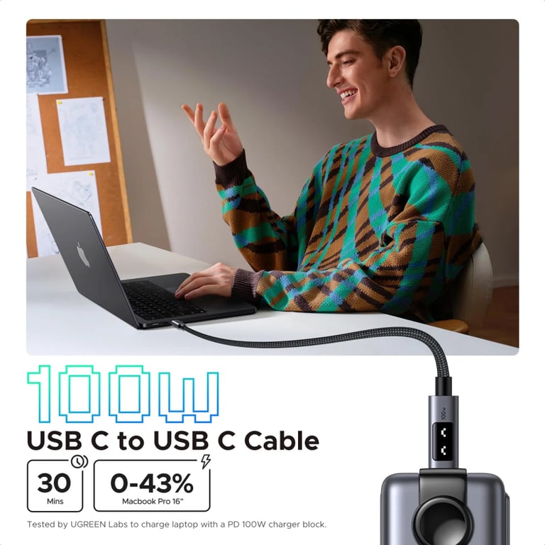 Дата кабель USB-C to USB-C 2.0m PD 100W display L509 black Ugreen (35512) - фото 6