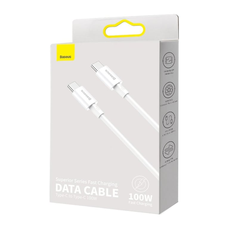 Дата кабель USB-C to USB-C 2.0m 100W white Baseus (CATYS-C02) - фото 3