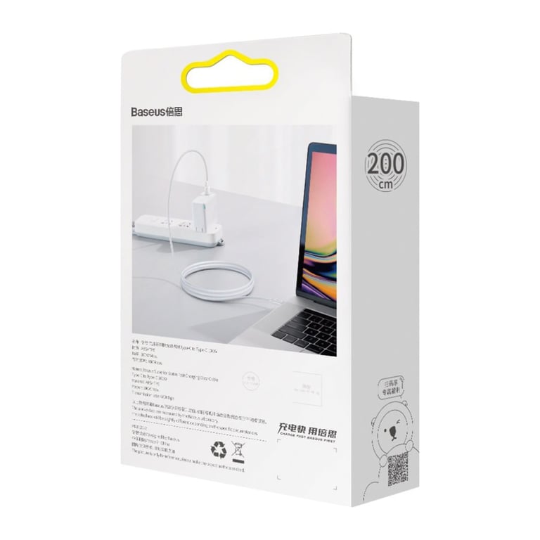 Дата кабель USB-C to USB-C 2.0m 100W white Baseus (CATYS-C02) - фото 4
