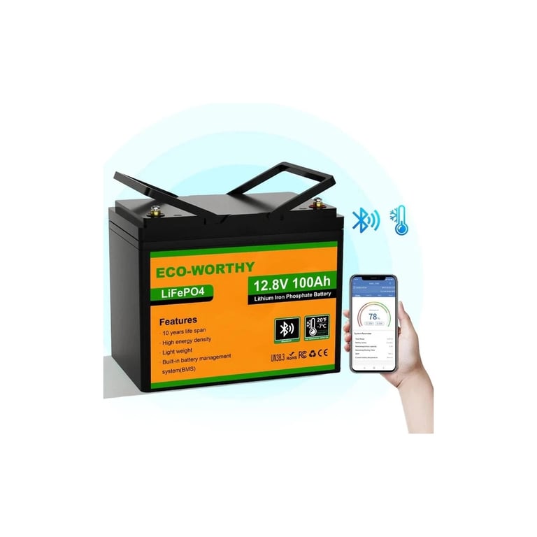 Батарея LiFePo4 Eco-Worthy 12.8V 100Ah LCD (Eco-Worthy-12100bt) - фото 1