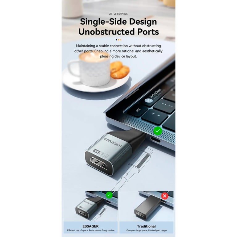 Перехідник HDMI F to USB-C M 4K60Hz Essager (EZJHD60-MJ0G-P) - фото 5