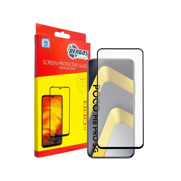 Скло захисне Dengos Full Glue POCO M8 Pro 5G Black (TGFG-429) - фото 1