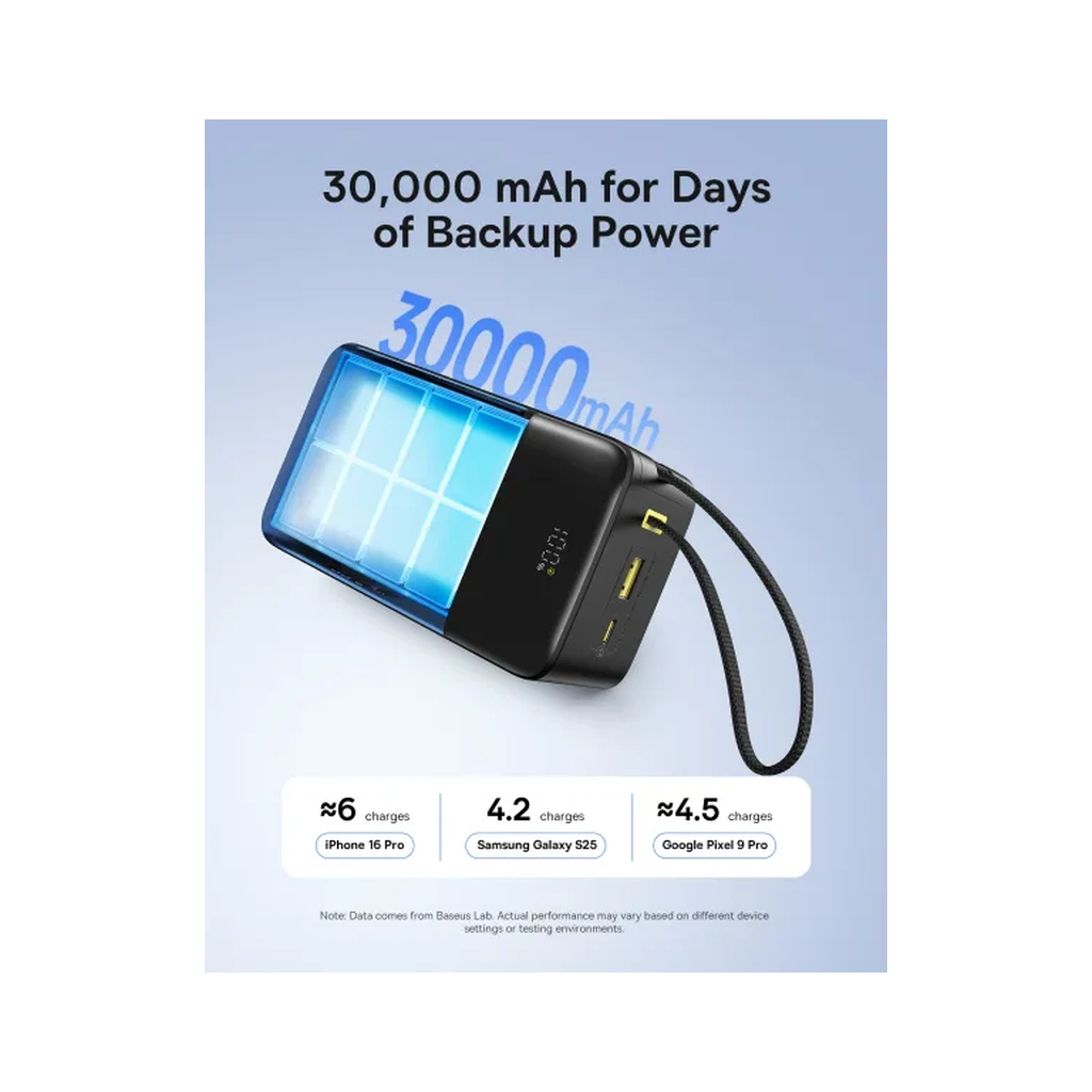Батарея універсальна Baseus EnerFill FC51 Bipow2 Pro 30000mAh 22,5W build cab.USB-C black (E0028100) - фото 11 Батарея універсальна Baseus EnerFill FC51 Bipow2 Pro 30000mAh 22,5W build cab.USB-C black (E0028100) - фото 11