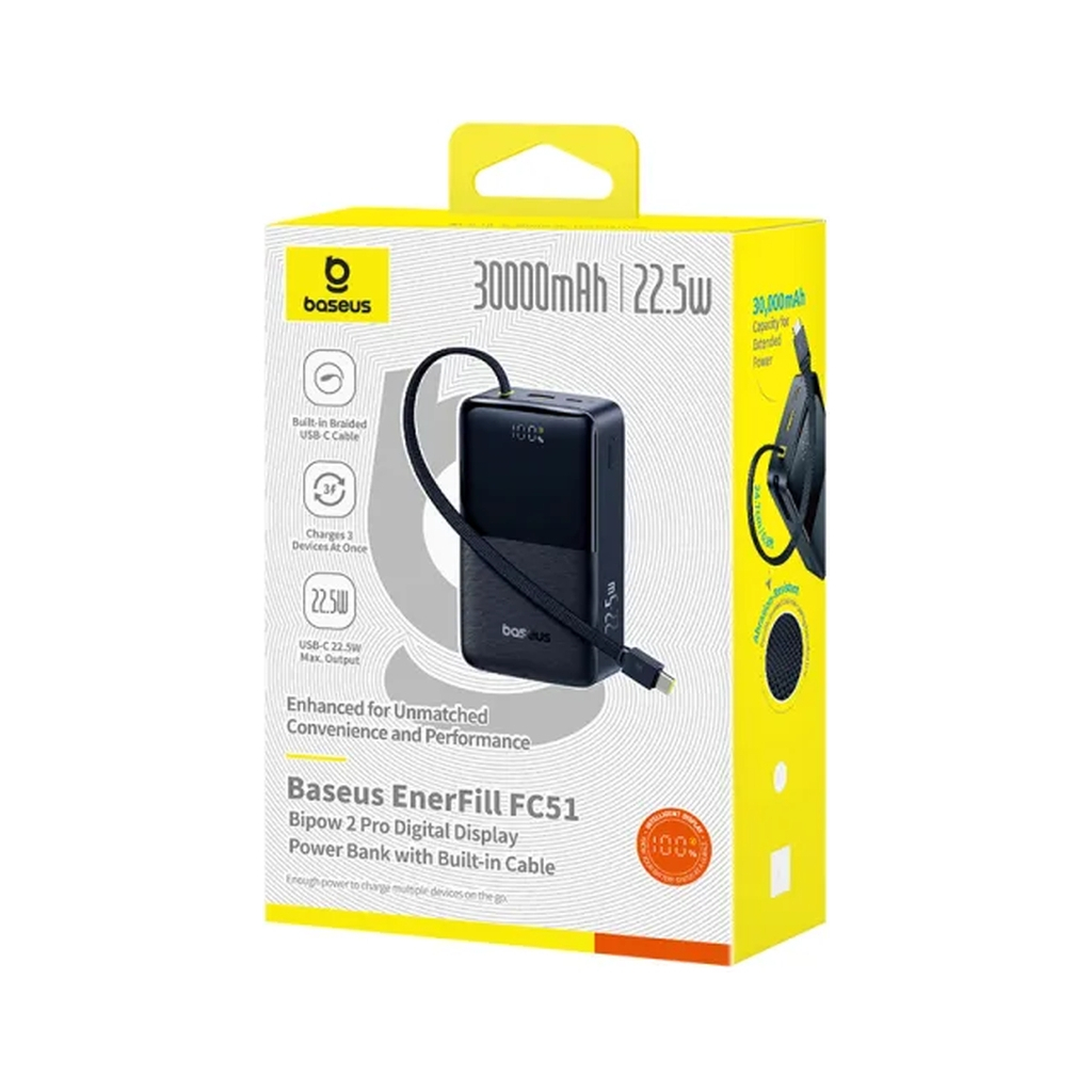 Батарея універсальна Baseus EnerFill FC51 Bipow2 Pro 30000mAh 22,5W build cab.USB-C black (E0028100) - фото 3 Батарея універсальна Baseus EnerFill FC51 Bipow2 Pro 30000mAh 22,5W build cab.USB-C black (E0028100) - фото 3