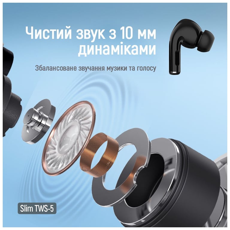 Навушники ColorWay Slim TWS-5 Earbuds Black (CW-TWS5BK) - фото 7