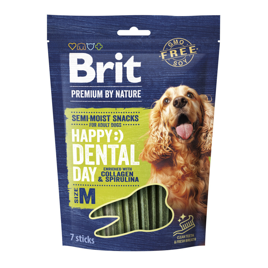 Ласощі для собак Brit Premium Dental Snacks M для середніх порід з колагеном і спіруліною 180 г (8595602573950) - фото 1
