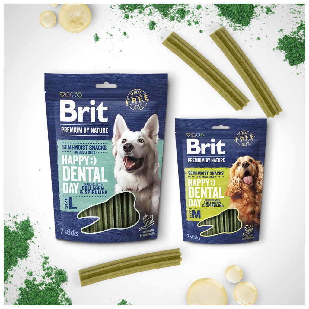 Ласощі для собак Brit Premium Dental Snacks M для середніх порід з колагеном і спіруліною 180 г (8595602573950) - фото 2 Ласощі для собак Brit Premium Dental Snacks M для середніх порід з колагеном і спіруліною 180 г (8595602573950) - фото 2