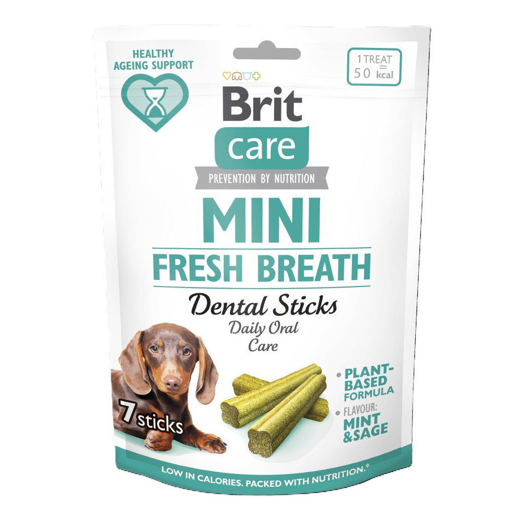 Ласощі для собак Brit Care Mini Treats Fresh Breath для малих порід для зубів і свіжості подиху 7 шт/120 г (8595602578580) - фото 1