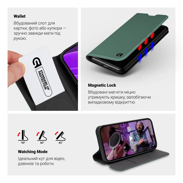 Чохол до мобільного телефона Armorstandart OneFold Case Motorola G06 4G Green (ARM89035) - фото 4