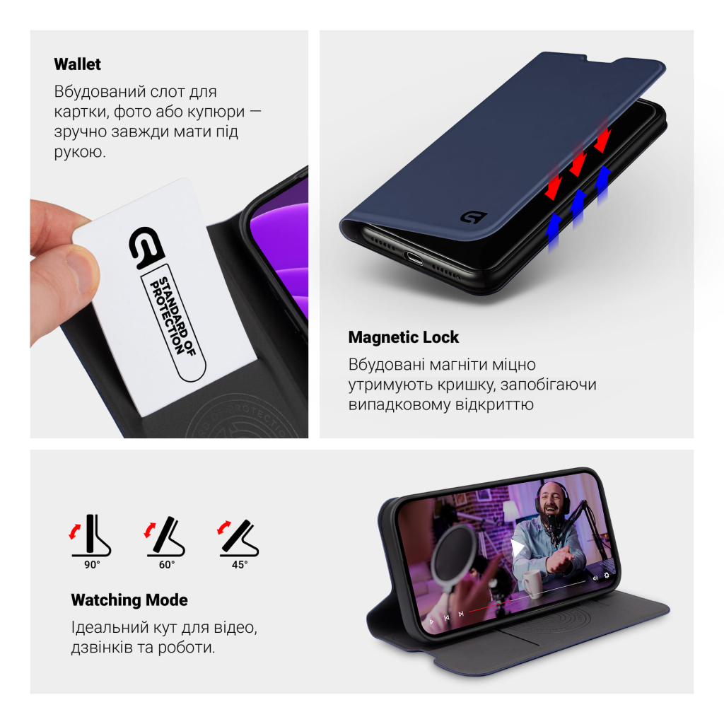 Чохол до мобільного телефона Armorstandart OneFold Case Motorola G57 Power 5G Dark Blue (ARM89767) - фото 5 Чохол до мобільного телефона Armorstandart OneFold Case Motorola G57 Power 5G Dark Blue (ARM89767) - фото 5