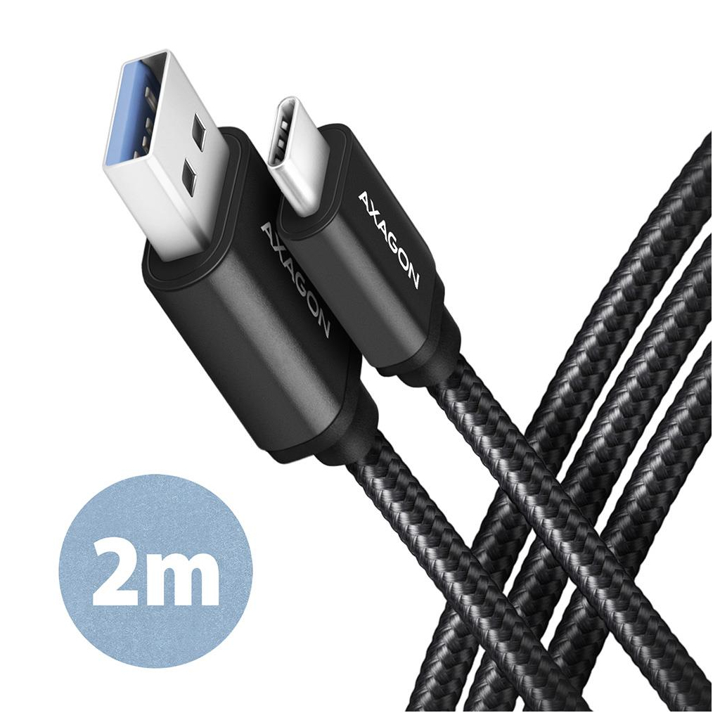 Дата кабель USB 3.2 AM to USB-C 2.0m black AXAGON (BUCM3-AM20AB) - фото 1