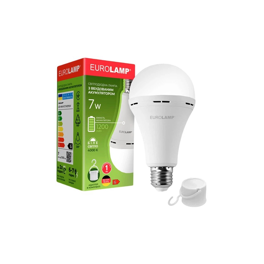 Лампочка Eurolamp A60 7W 4000K 1200mAh (LED-A60-07274(EM)AV) - фото 1