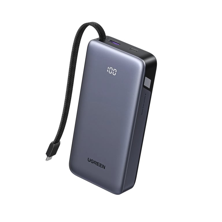 Батарея універсальна Ugreen 20000mAh 45W with Built-in Cable (PB536 55988B) - фото 1