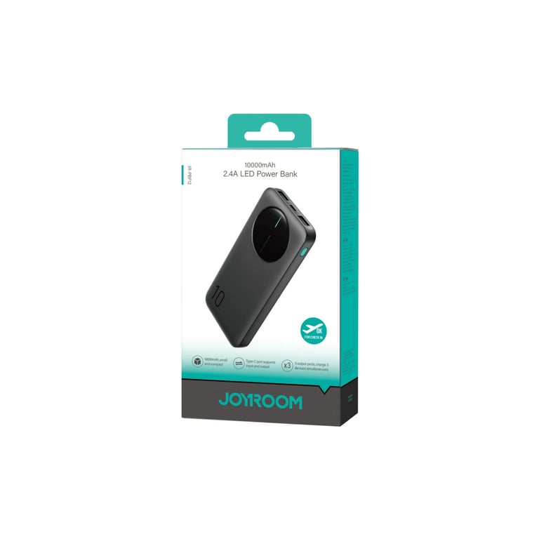 Батарея універсальна JOYROOM 10000mAh 12W 2*USB-A, USB-C In/Out, Black (JR-PBF12 / 6956116713256) - фото 6