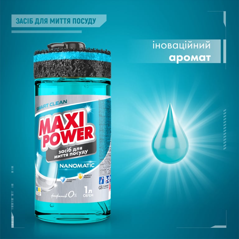 Засіб для ручного миття посуду Maxi Power Nanomatic 1 л (4820204703400) - фото 2