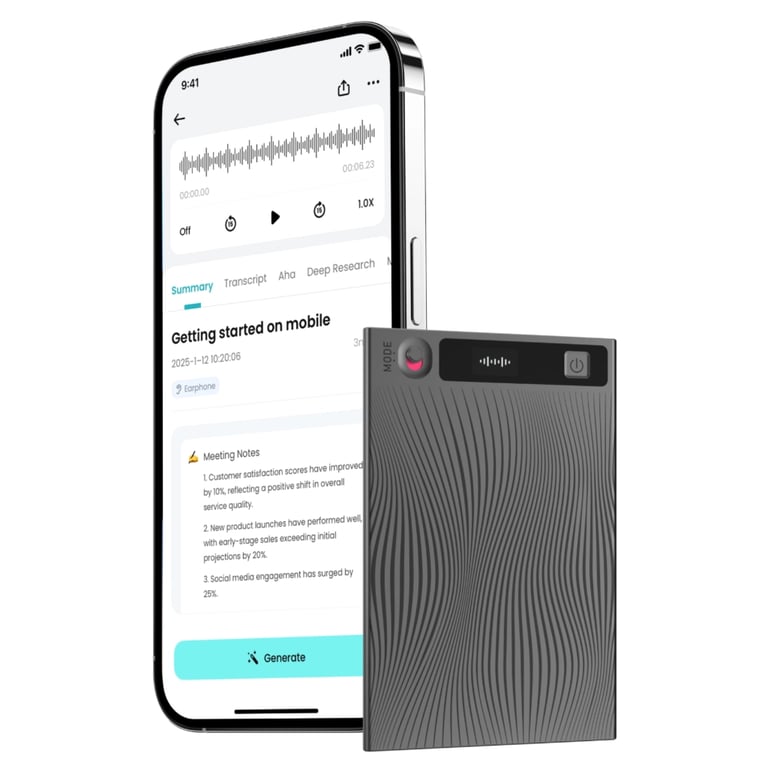 Цифровий диктофон Mobvoi TicNote with IA Shadow 64GB Black (NE-79) - фото 1