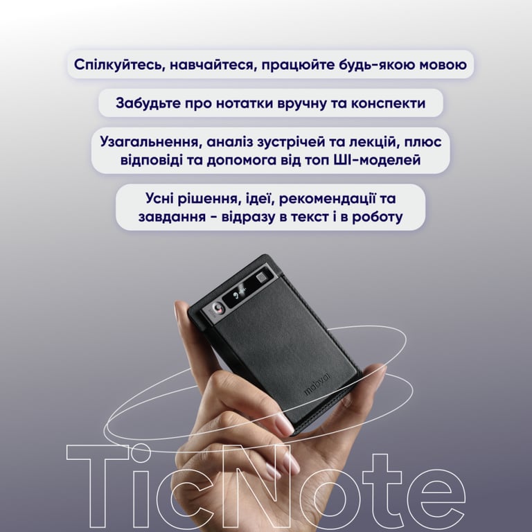 Цифровий диктофон Mobvoi TicNote with IA Shadow 64GB Black (NE-79) - фото 5