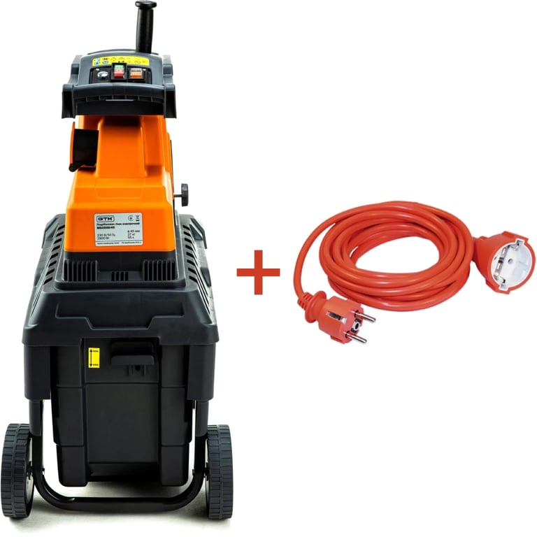 Садовий подрібнювач GTM MS2800/45 KIT, 220В, 2800Вт, до 45мм, фреза, 60л + подовжувач 10м (MS2800/45_KIT+ext.cord) - фото 2