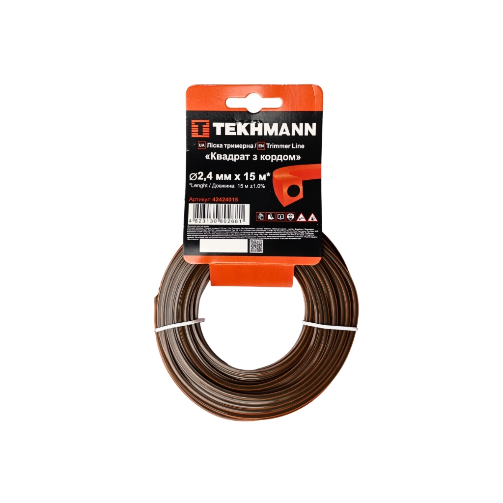 Жилка косильна Tekhmann "Квадрат з кордом" 2,4 мм × 15 м (42424015) - фото 1