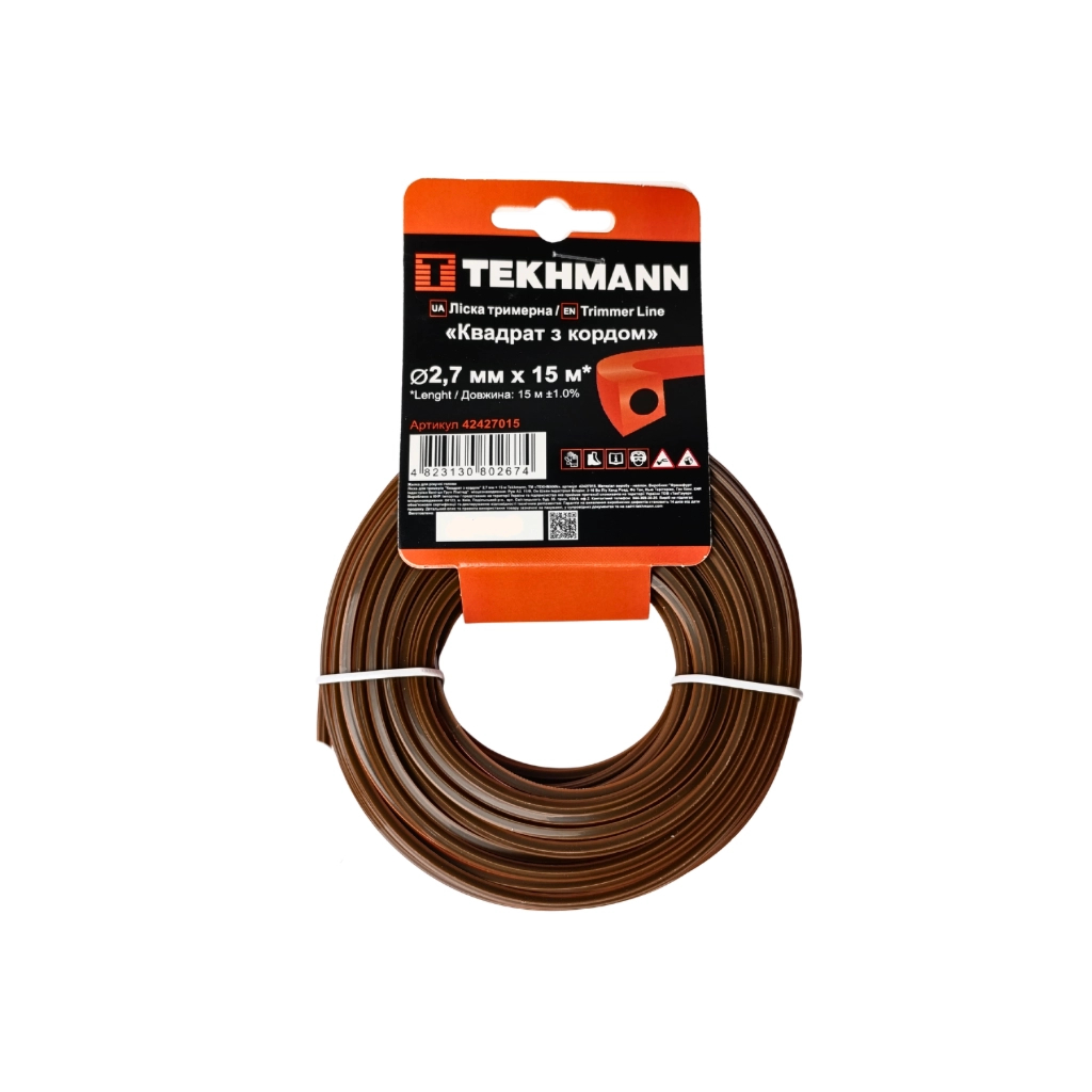 Жилка косильна Tekhmann "Квадрат з кордом" 2,7 мм × 15 м (42427015) - фото 1