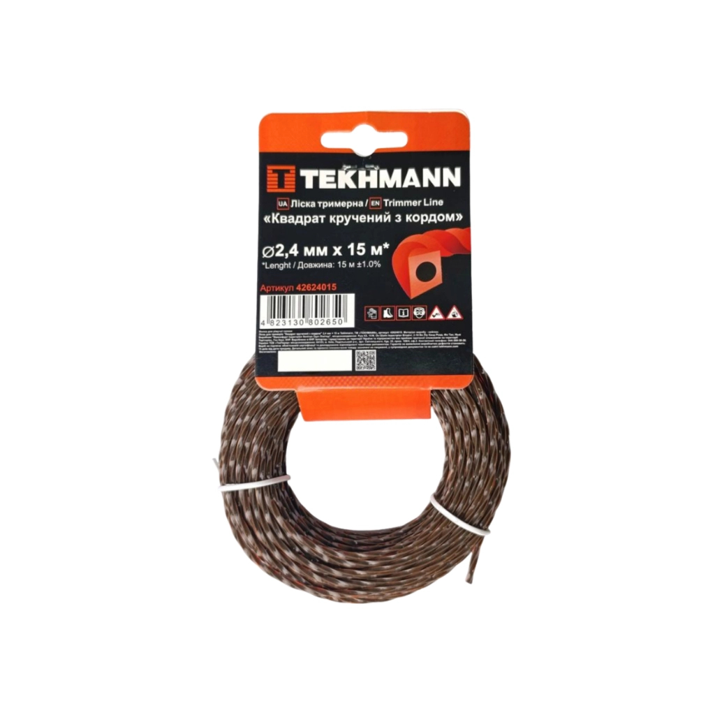 Жилка косильна Tekhmann "Квадрат кручений з кордом" 2,4 мм × 15 м (42624015) - фото 1