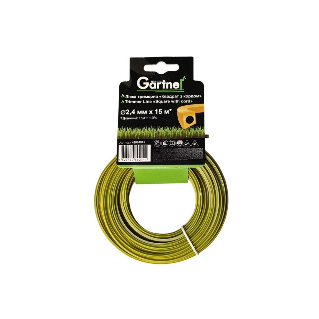 Жилка косильна Gartner "Квадрат з кордом" 2,4 мм × 15 м (42824015) - фото 1