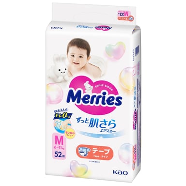 Підгузки Merries Розмір M (6-11 кг) 52 шт (4901301437716) - фото 1