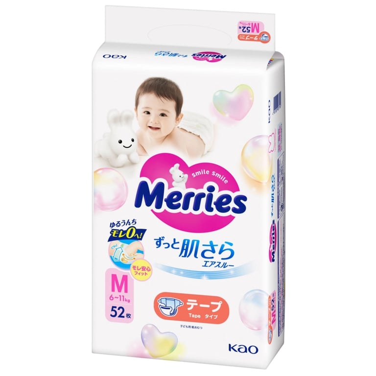 Підгузки Merries Розмір M (6-11 кг) 52 шт (4901301437716) - фото 1
