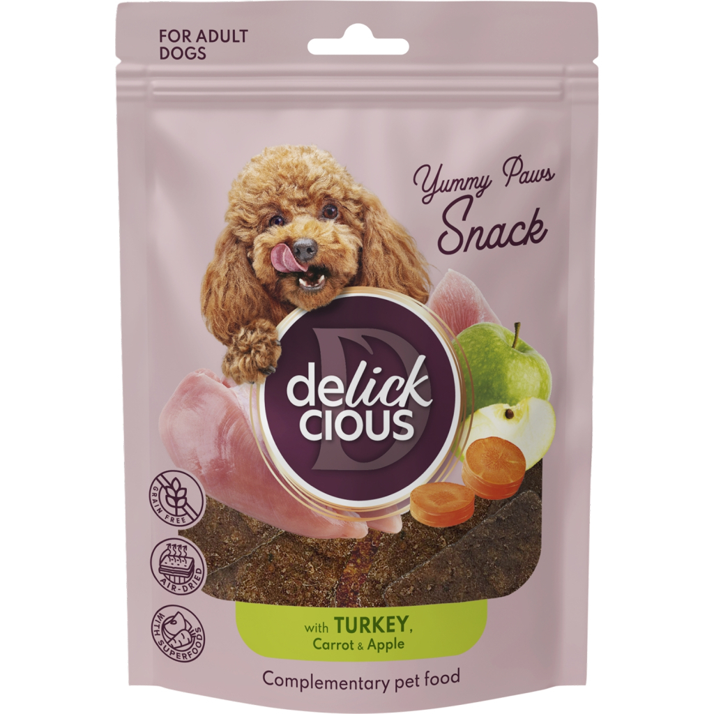 Ласощі для собак Delickcious з індичкою, морквою і яблуком 80 г (4820269147331) - фото 1