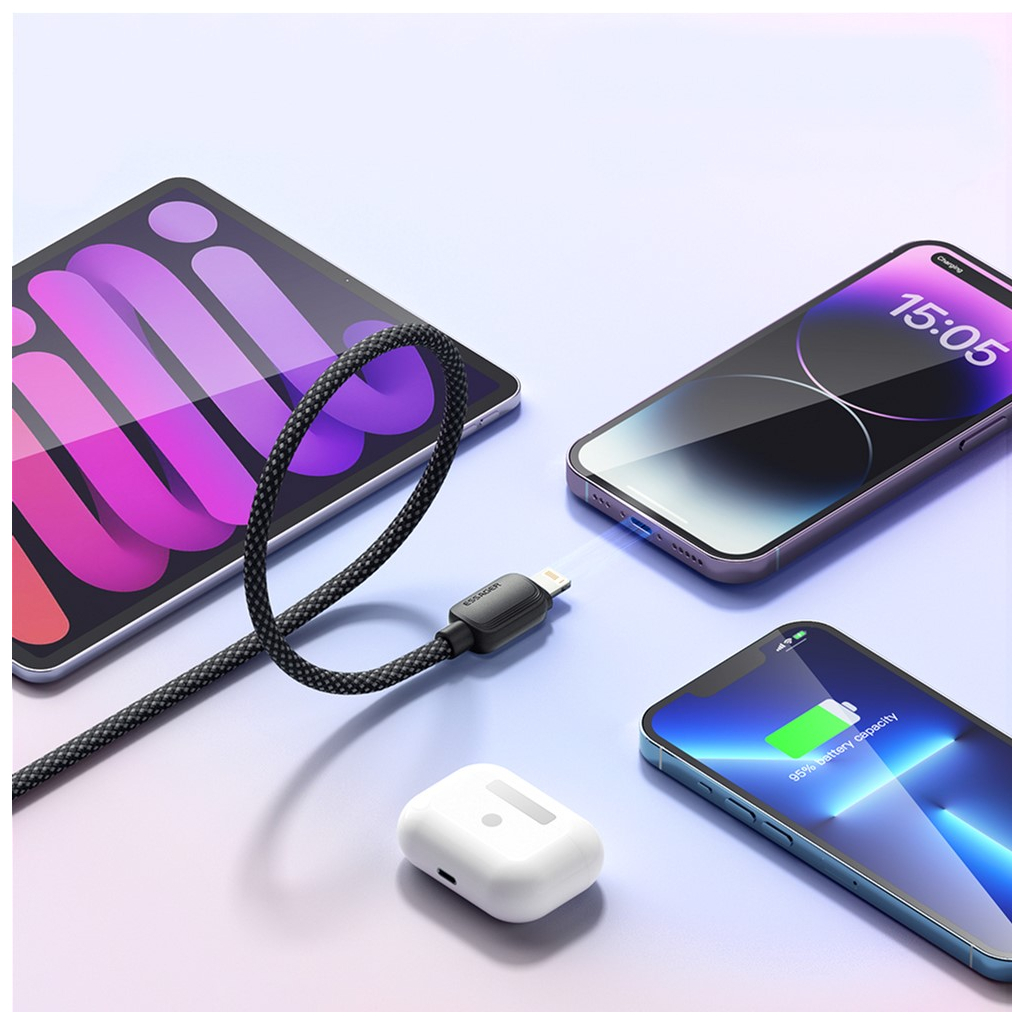 Дата кабель USB-C to Lightning 1.0m 20W black Essager (EXCTL-WL01-P) - фото 4 Дата кабель USB-C to Lightning 1.0m 20W black Essager (EXCTL-WL01-P) - фото 4